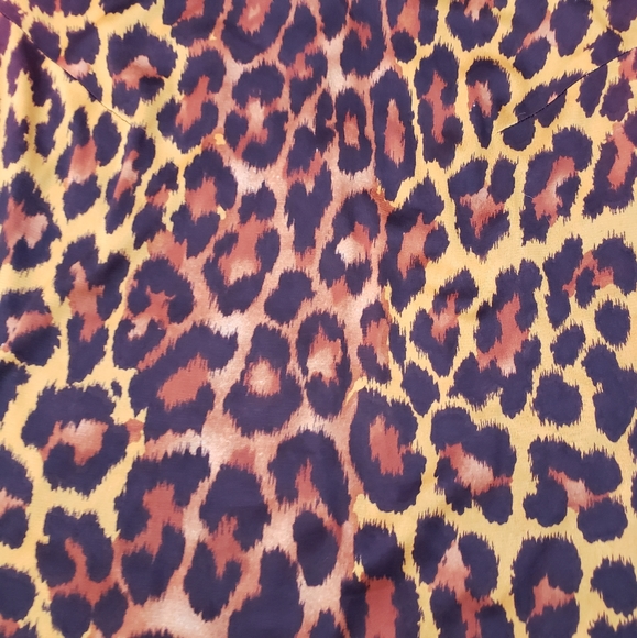 Vintage 60's/70's Mod Leopard Print Mock Neck Back Zipped Sleeveless Top - Picture 3 of 6